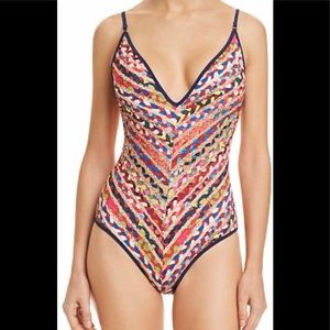 Sam Edelman braided Print One-Piece Swimsuit M new